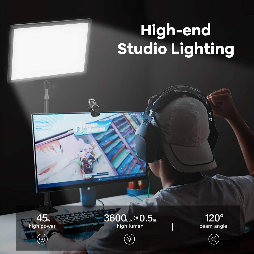 LED Video Light With Professional Tripod Stand Remote Control Dimmable Panel Lighting Photo Studio Live Photography Fill-in Lamp