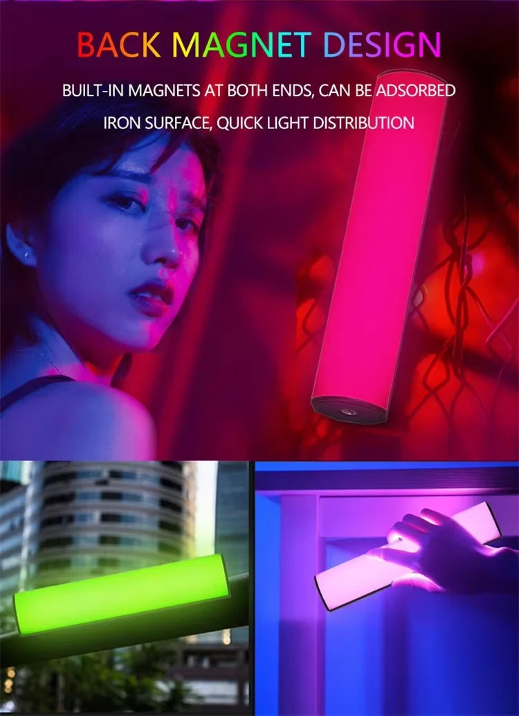 W200 LED RGB Soft Light Tube Light Handheld Photography Stick Creative Video Fill Handheld Led Light Stick 360 Full Color