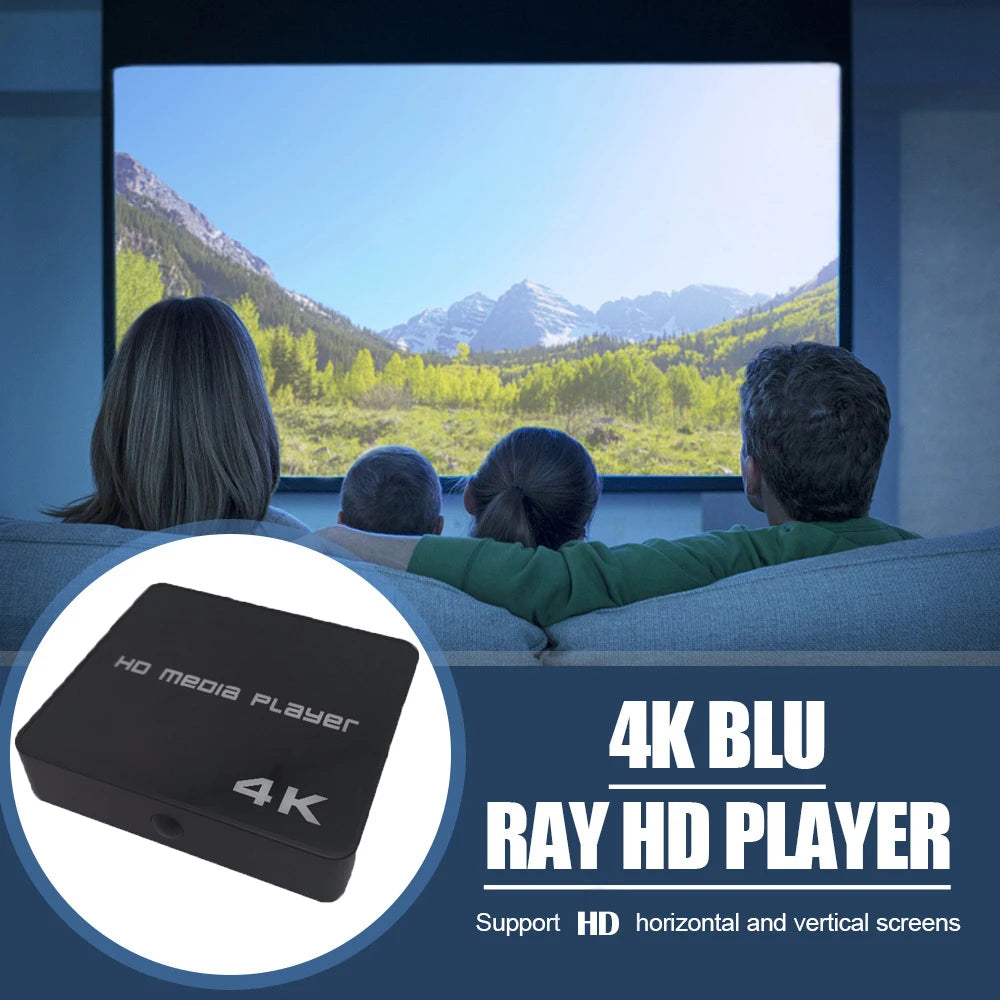 4K@60hz FULL HD Multimedia Player HDD/USB Drive/TF Card with HD-MI/AV Out for HDTV/PPT MKV AVI MP4 H.265