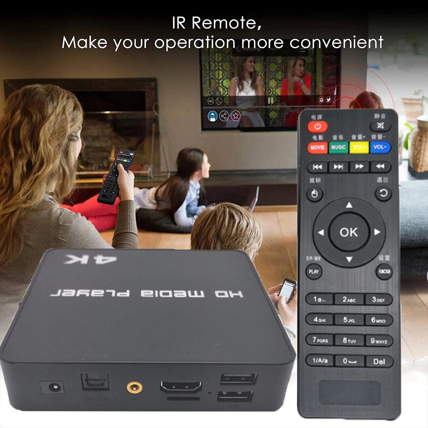 4K@60hz FULL HD Multimedia Player HDD/USB Drive/TF Card with HD-MI/AV Out for HDTV/PPT MKV AVI MP4 H.265