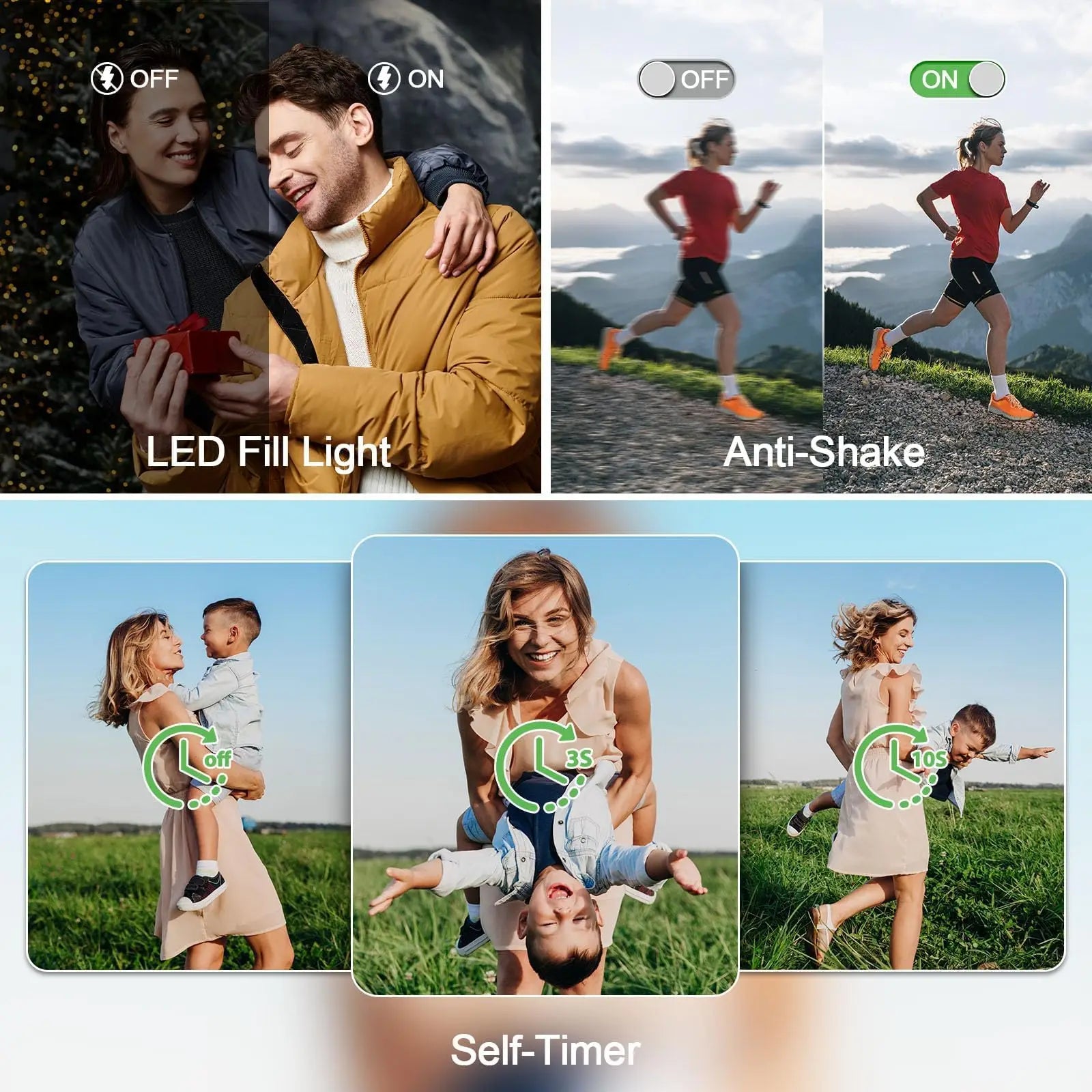 4K Digital Camera 72MP Autofocus Point and Shoot Cam with 12X Optical Zoom 3 Inch Flip Screen WiFi Vlogging Camera 2 Batteries