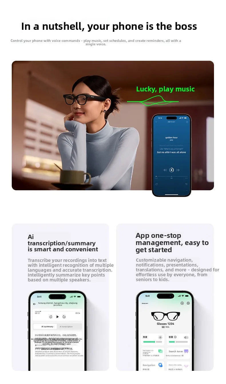 2025 Rokid Glasses Smart Wearable Headset Visual AI Photo Navigation Real-time Face-to-Face Translation Large Model
