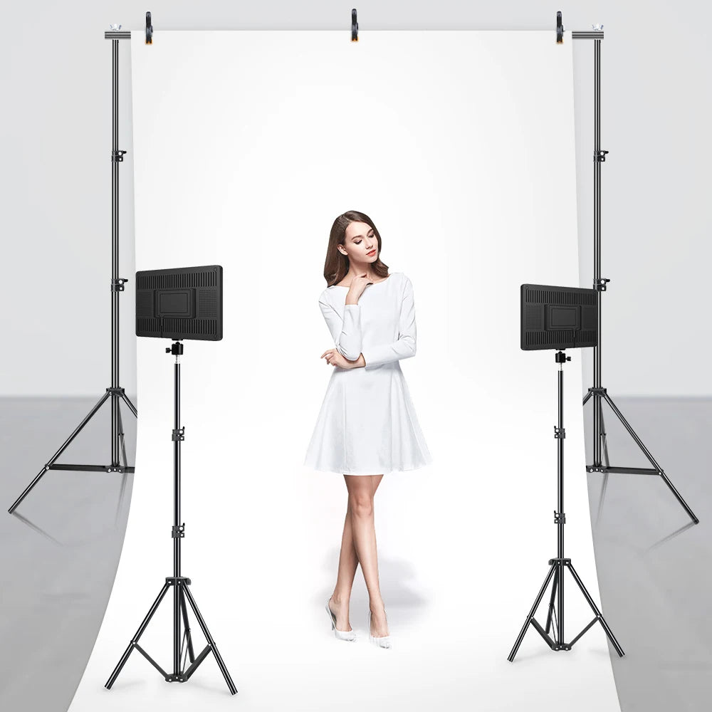 LED Video Light With Professional Tripod Stand Remote Control Dimmable Panel Lighting Photo Studio Live Photography Fill-in Lamp