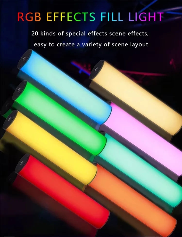 W200 LED RGB Soft Light Tube Light Handheld Photography Stick Creative Video Fill Handheld Led Light Stick 360 Full Color