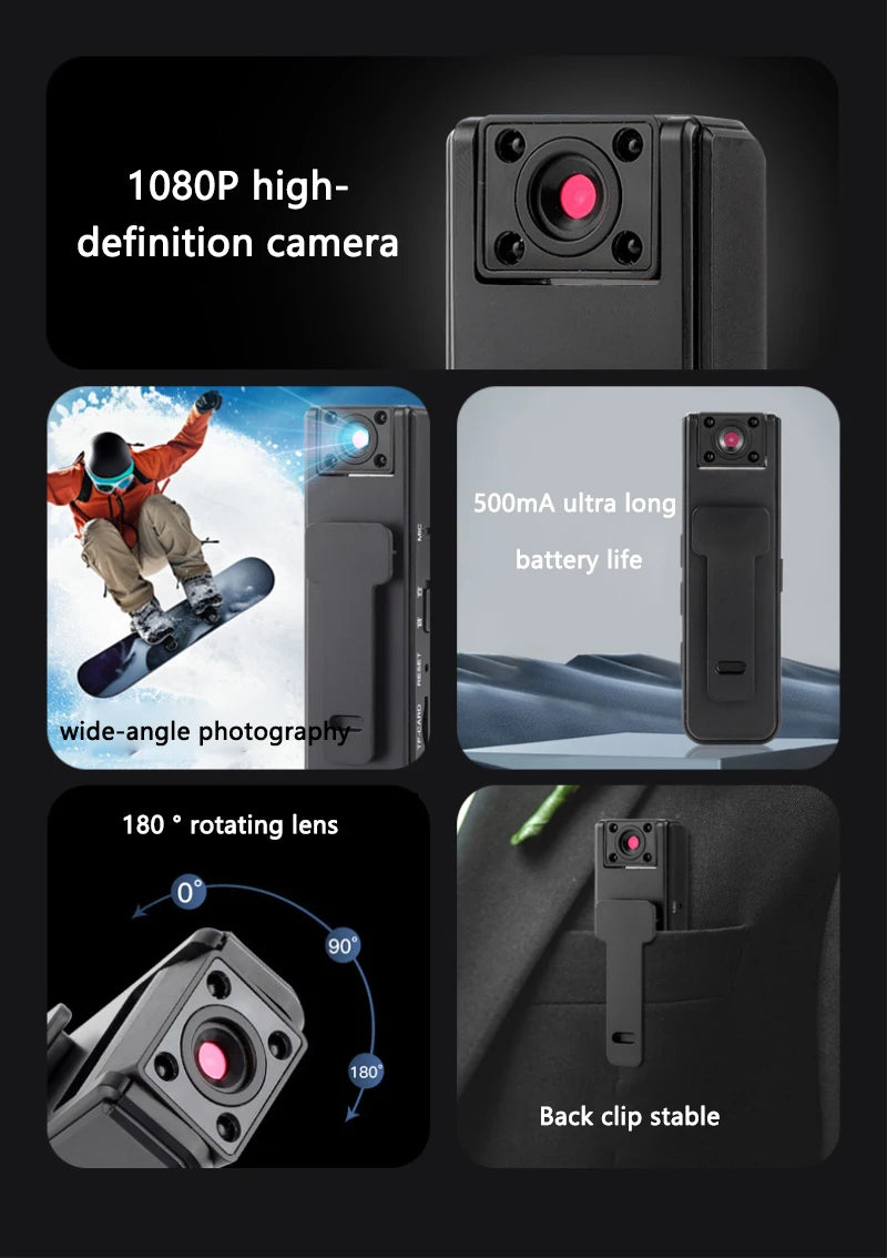 Xiaomi A9 Mini Handheld Camera 1080P HD Infrared Night Vision Back Clip Camera Recorder Outdoor Sports Riding Handheld Camera