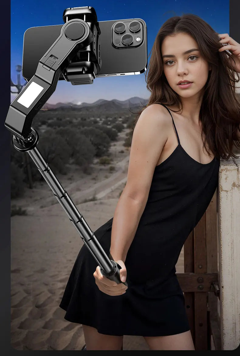 Q31 Gimbal Stabilizer Single-Axis Handheld Selfie Stick Tripod with Auto Face Tracking & Fill Light for Mobile Phone