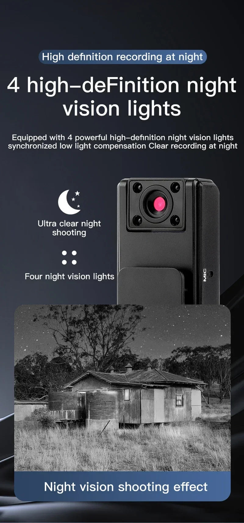 Xiaomi A9 Mini Handheld Camera 1080P Full HD Infrared Night Vision Back Clip Design Outdoor Sports Riding Recorder 2025 Hot Sale
