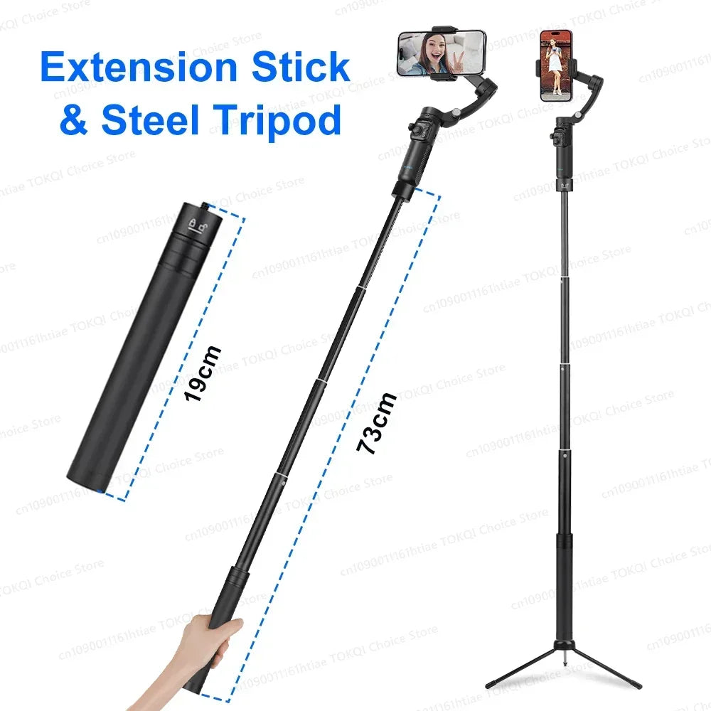 Handheld 3-Axis Gimbal Stabilizer for iPhone & Android, Anti-Shake Phone Holder with Tripod, for Vlogging & Video Recording