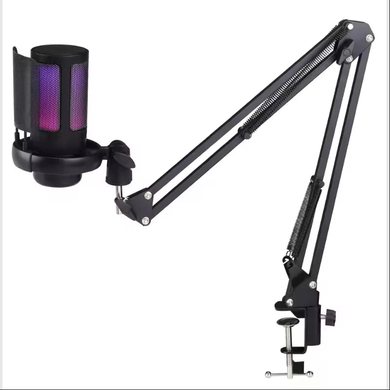 USB Condenser Microphone ME6S Professional Mic for livestreaming Studio Recording Microphone AmpliGame RGB Gaming Microphone