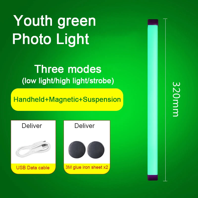 LED Video Light Wand Handheld Hanging Fill Light Photography Lamp Rechargeable Bedside Lamp Light Stick for Vlog Live Streaming