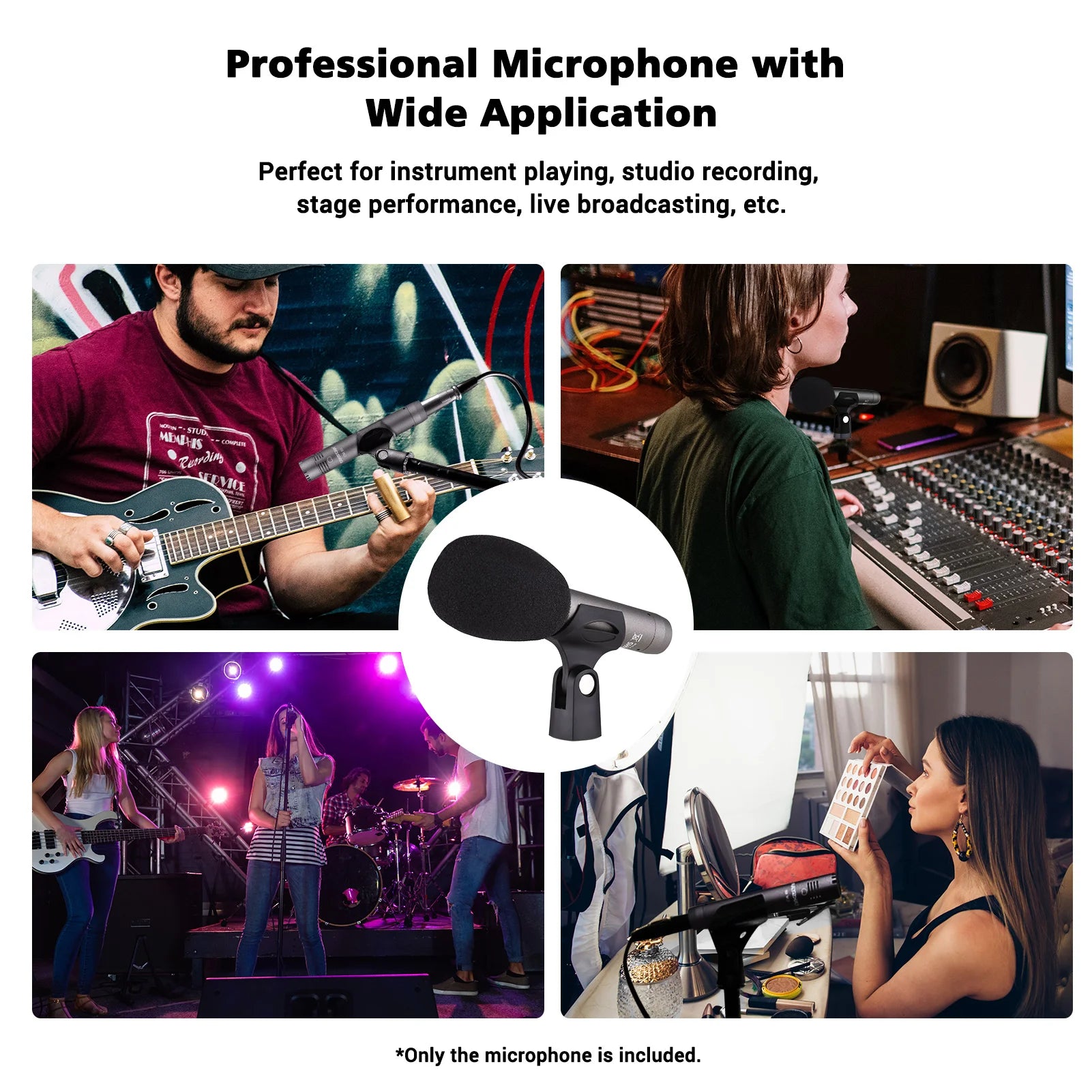 TAKSTAR CM-60 Professional Condenser Microphone XLR Cardioid Mic 48V Phantom Power Supply for Studio Recording Broadcasting Mic