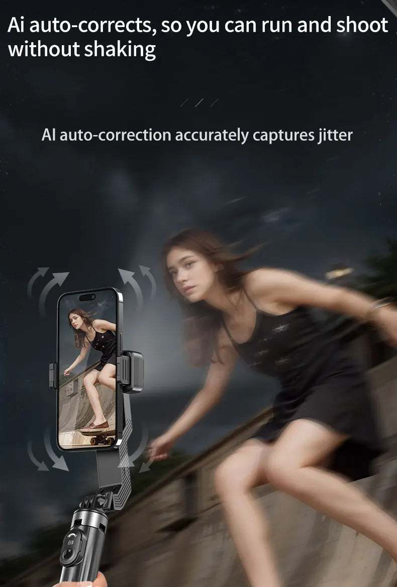 Q31 Gimbal Stabilizer Single-Axis Handheld Selfie Stick Tripod with Auto Face Tracking & Fill Light for Mobile Phone