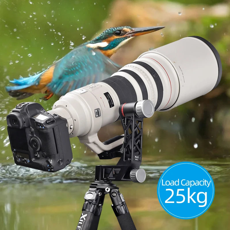 Professional Heavy Duty Gimbal Head 360 Degree Panoramic Gimbal Head Mount for Tripod DSLR Camera Telephoto Lens Tripod Head