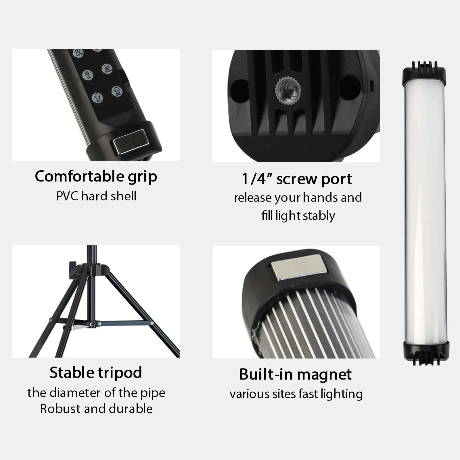 Portable RGB Magnetic Photography Lighting Handheld LED Fill Light Stick Lamp Vlog Fill Light For YouTube Video Picture Shooting