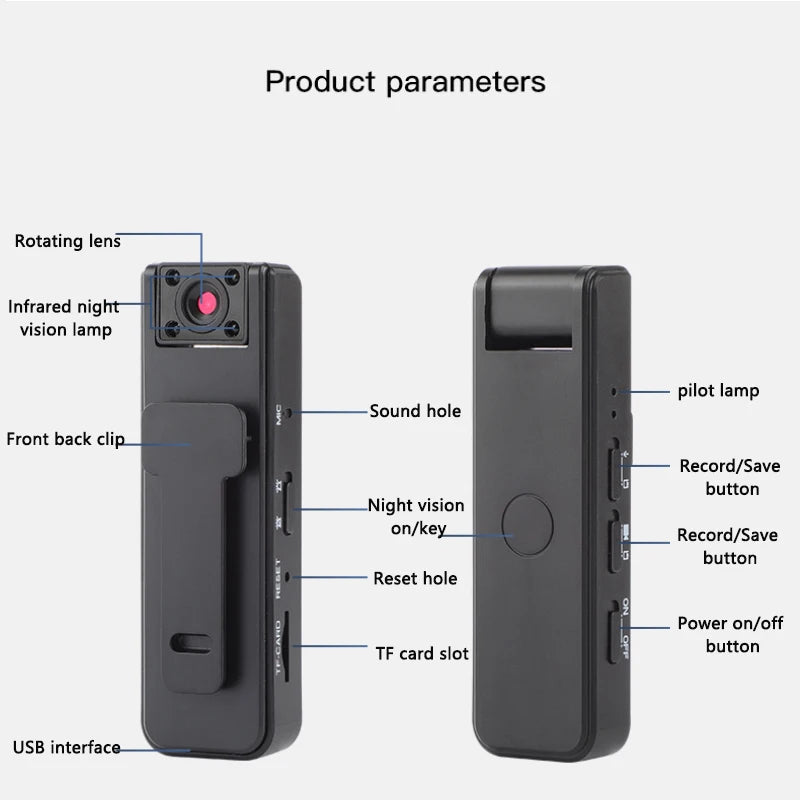 Xiaomi A9 Mini Handheld Camera 1080P HD Infrared Night Vision Back Clip Camera Recorder Outdoor Sports Riding Handheld Camera