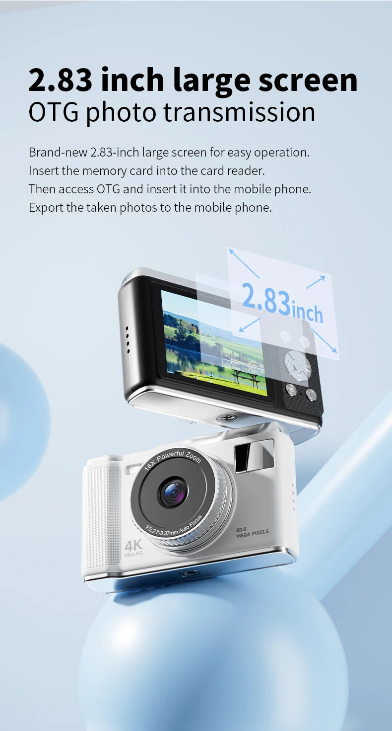 HD 1080P 2.8inch digital Camera Rechargeable Cameras with 16x Zoom Compact Camera 50 Megapixels Cameras for kids Beginner Camera