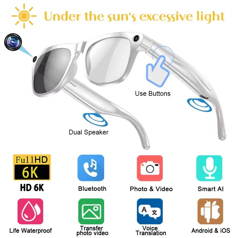 Xiaomi Intelligent Glasses Shooting Photos and Video 6K HD Camera With Color Changing Lenses 260Mah Battery Color-changing Lens