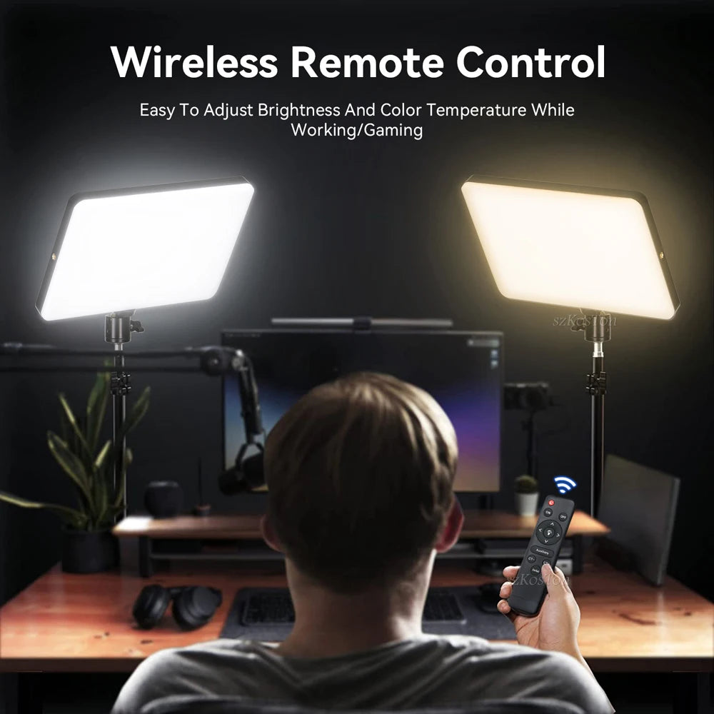 LED Video Light With Professional Tripod Stand Remote Control Dimmable Panel Lighting Photo Studio Live Photography Fill-in Lamp