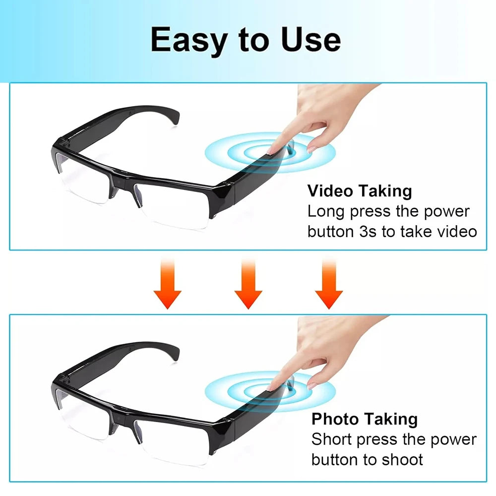 New Intelligent Video Glasses, Equipped With Ultra-high Definition 4k Mini Camera, Capable Of Recording Videos And Playing Music