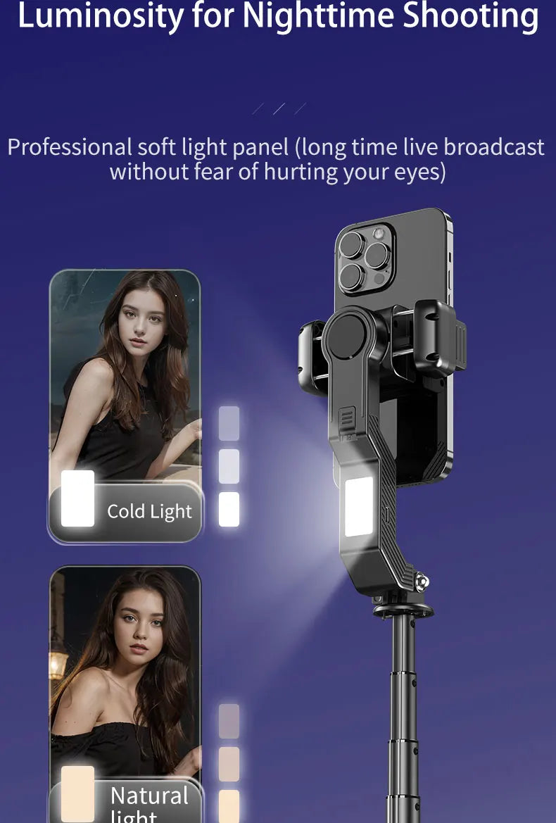 Q31 Gimbal Stabilizer Single-Axis Handheld Selfie Stick Tripod with Auto Face Tracking & Fill Light for Mobile Phone