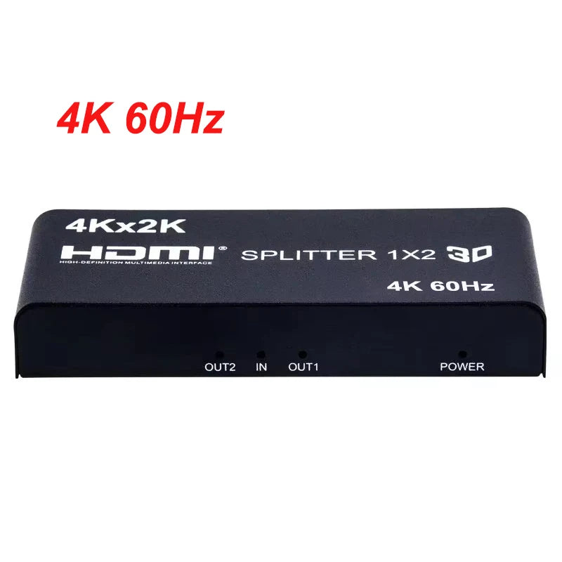 4K 3D 1x4 HDMI Splitter 1x2 Video Distributor 1 in 4 Out 2 Out 4K60Hz Dual Display for PS3 PS4 Camera Laptop PC To TV Monitor