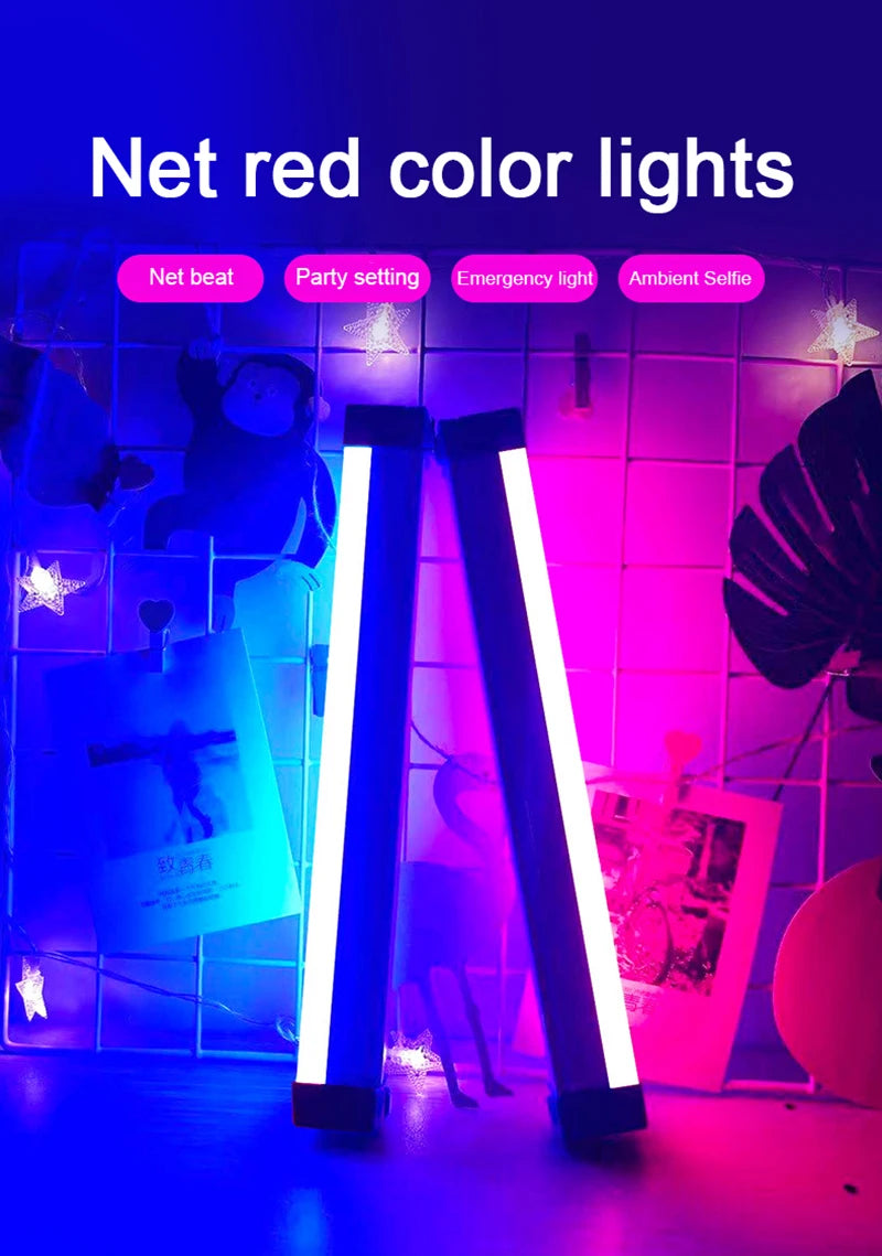 LED Video Light Wand Handheld Hanging Fill Light Photography Lamp Rechargeable Bedside Lamp Light Stick for Vlog Live Streaming