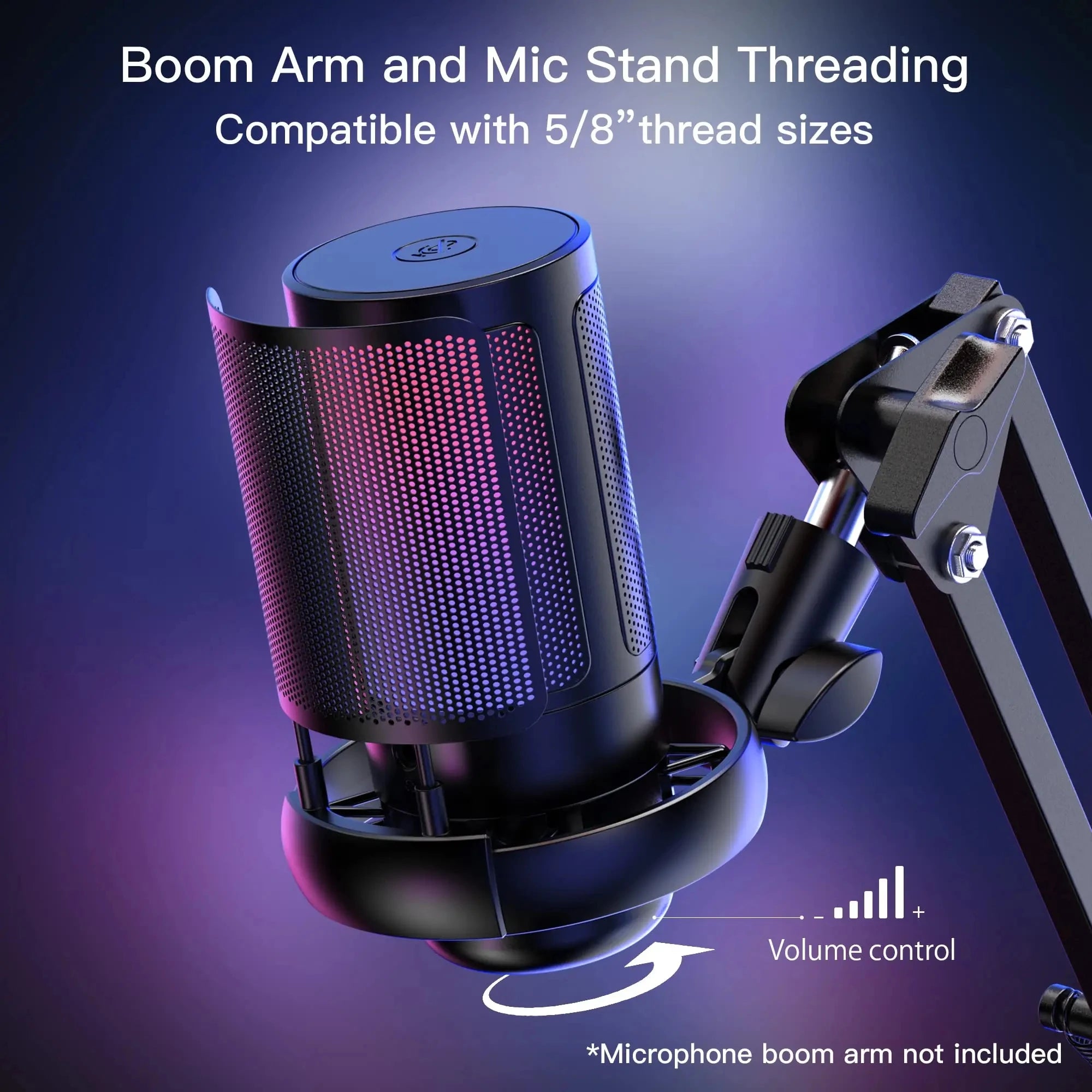 USB Condenser Microphone ME6S Professional Mic for livestreaming Studio Recording Microphone AmpliGame RGB Gaming Microphone