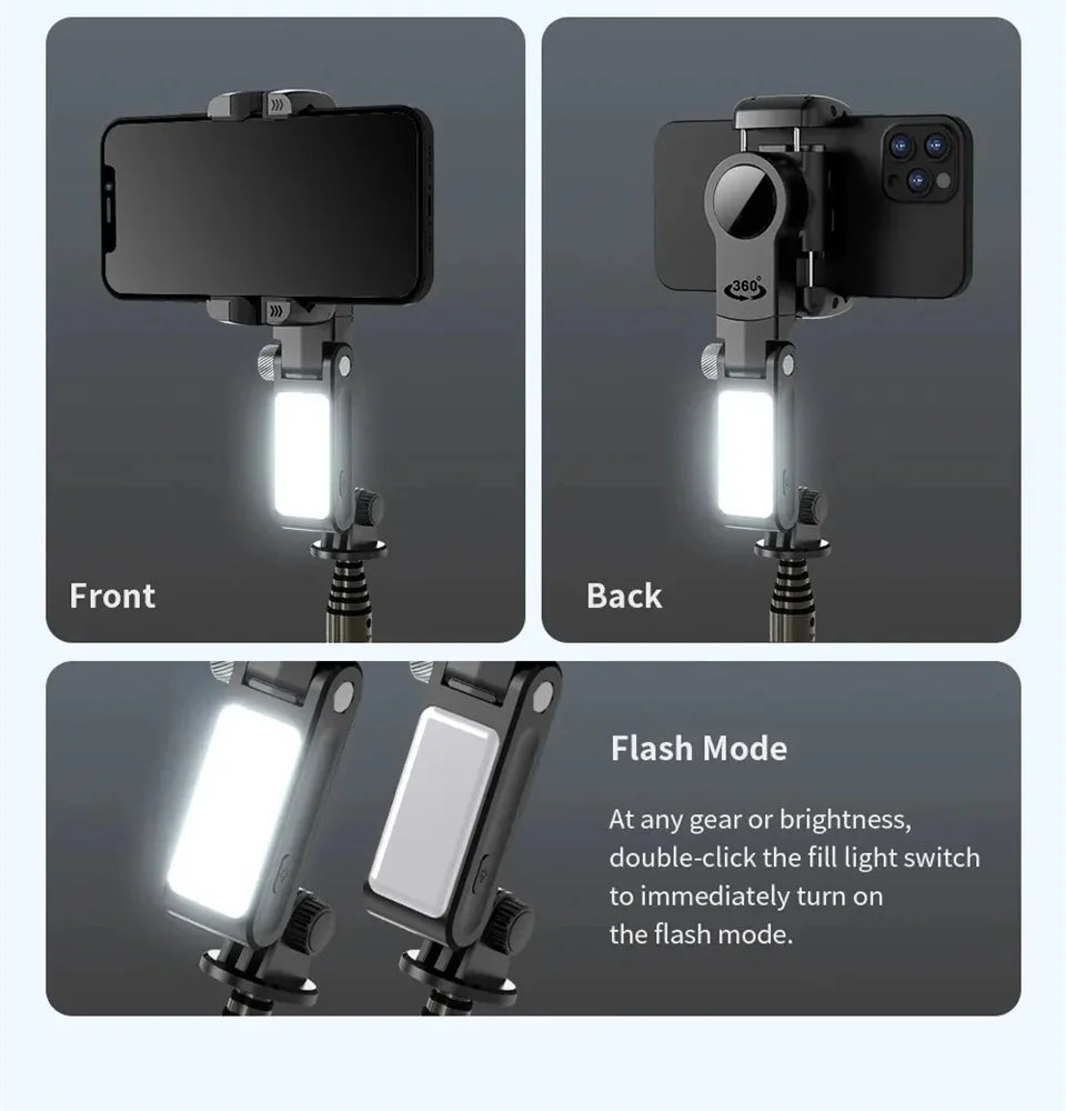 FANGTUOSI 360 Rotation Gimbal,Selfie Stick Tripod With Shutter Fill Light Following Shooting,Stabilizer for Smartphone Live/Vlog