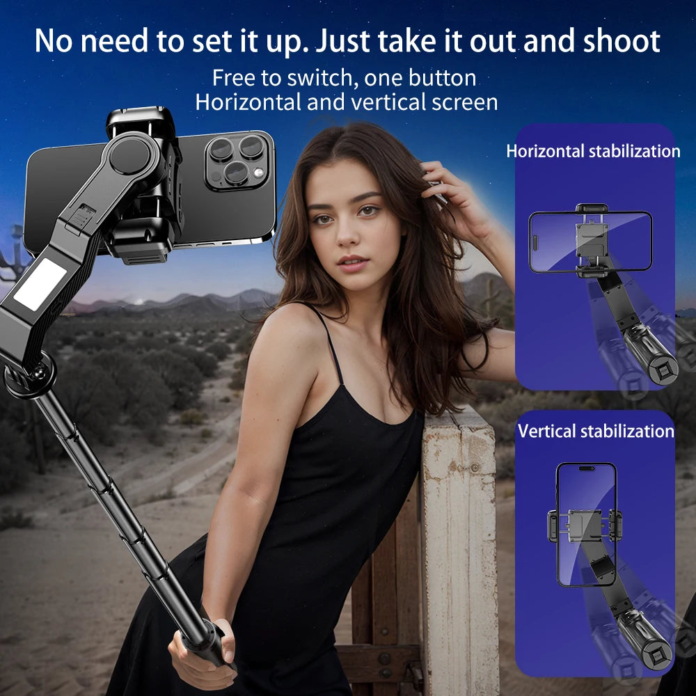 Q31 Gimbal Stabilizer Single-Axis Handheld Selfie Stick Tripod with Auto Face Tracking & Fill Light for Mobile Phone
