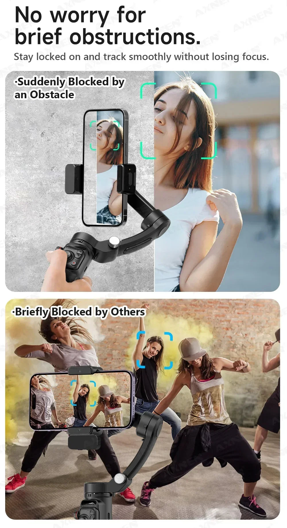 Handheld 3-Axis Gimbal Stabilizer for iPhone & Android, Anti-Shake Phone Holder with Tripod, for Vlogging & Video Recording