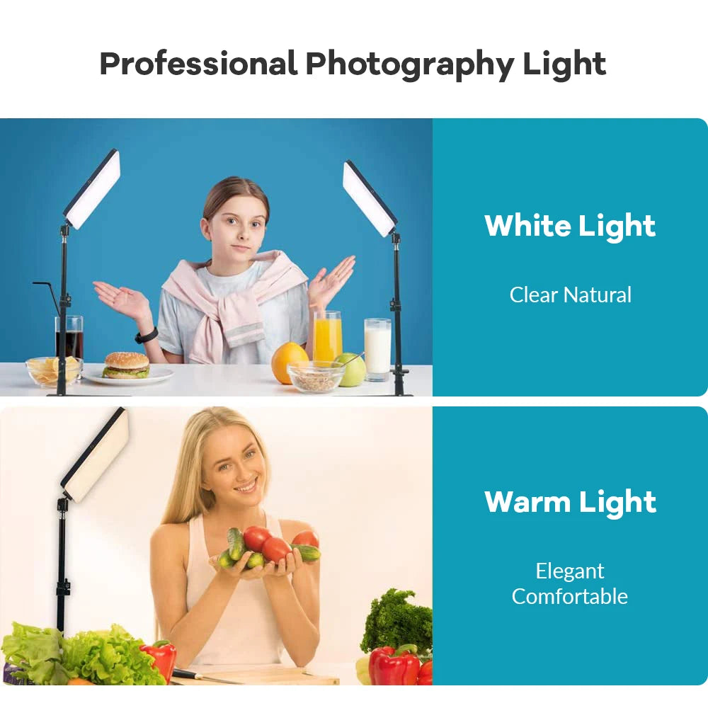 LED Video Light With Professional Tripod Stand Remote Control Dimmable Panel Lighting Photo Studio Live Photography Fill-in Lamp
