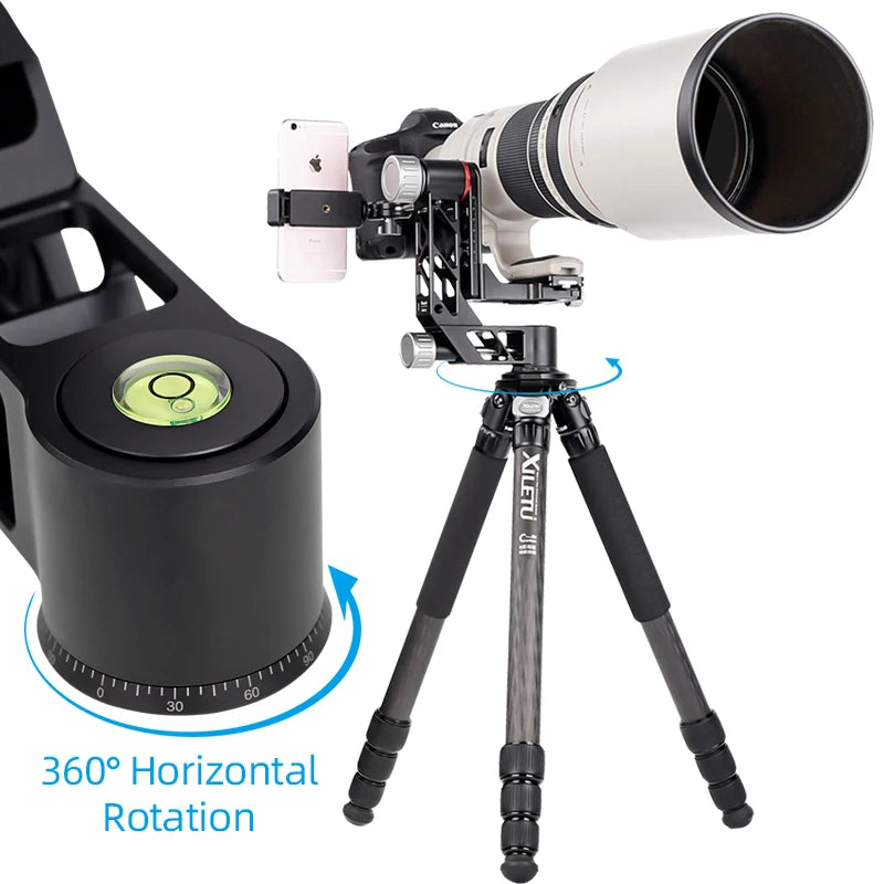 Professional Heavy Duty Gimbal Head 360 Degree Panoramic Gimbal Head Mount for Tripod DSLR Camera Telephoto Lens Tripod Head