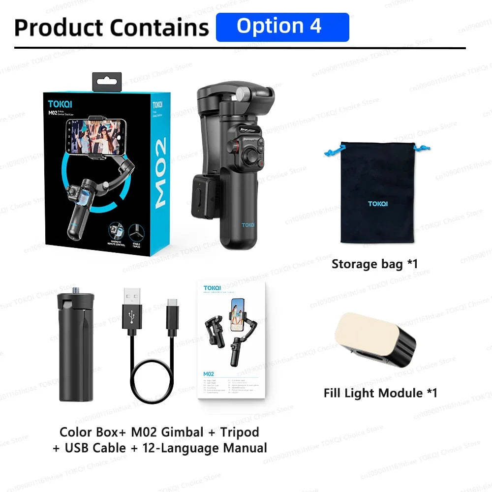 Handheld 3-Axis Gimbal Stabilizer for iPhone & Android, Anti-Shake Phone Holder with Tripod, for Vlogging & Video Recording