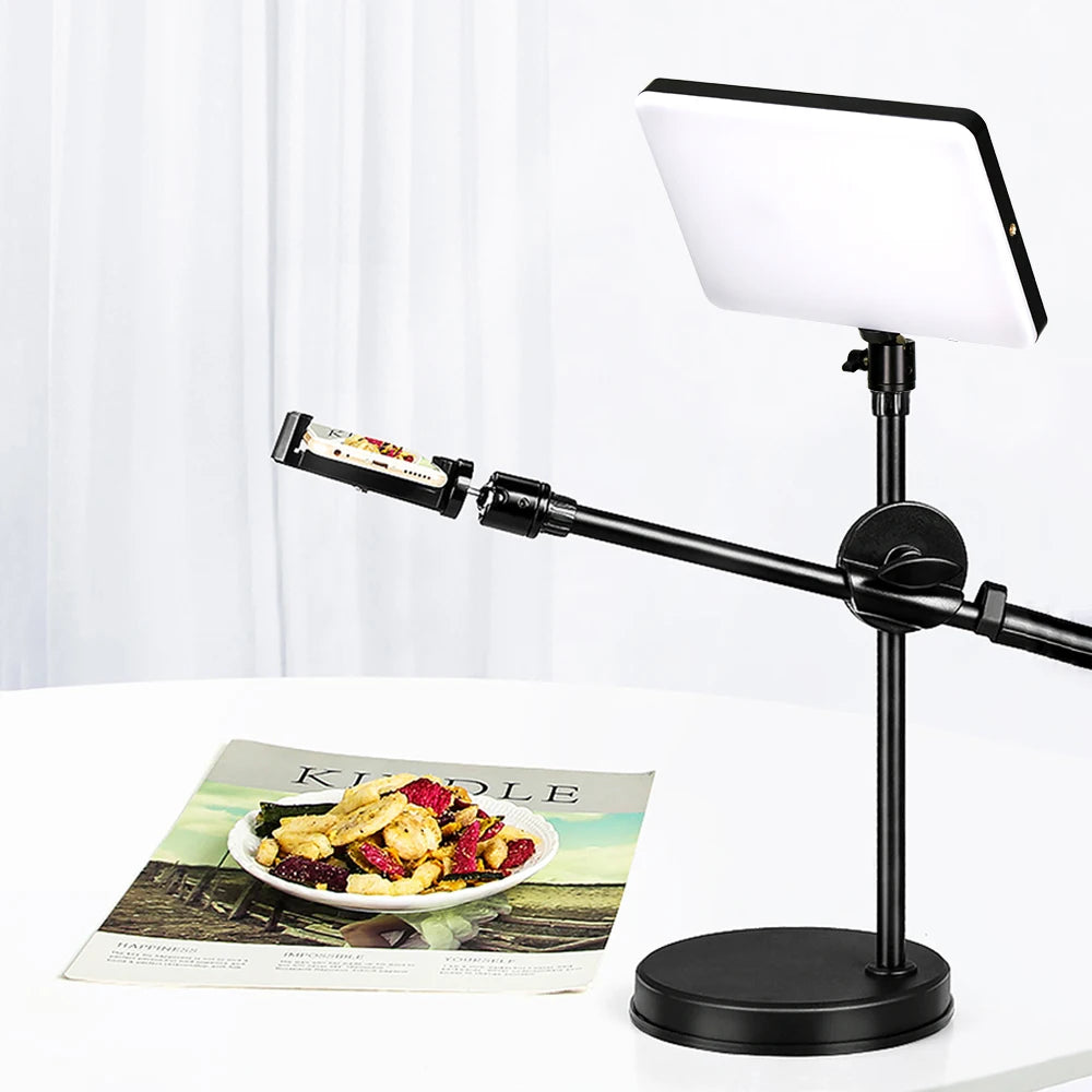 LED Video Light With Professional Tripod Stand Remote Control Dimmable Panel Lighting Photo Studio Live Photography Fill-in Lamp