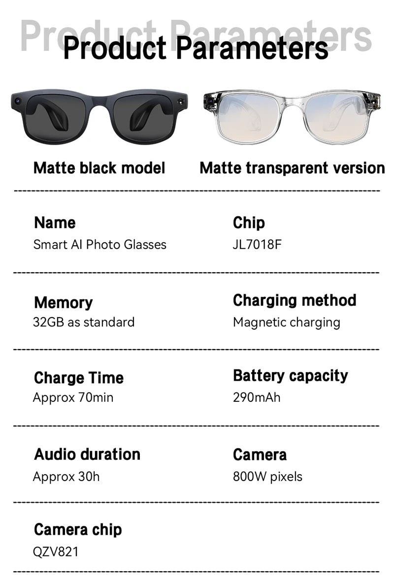 Xiaomi Smart Glasses With 8 Megapixel Camera Micro Camera Photography Video Recording Ai Translation Music Control Glasses