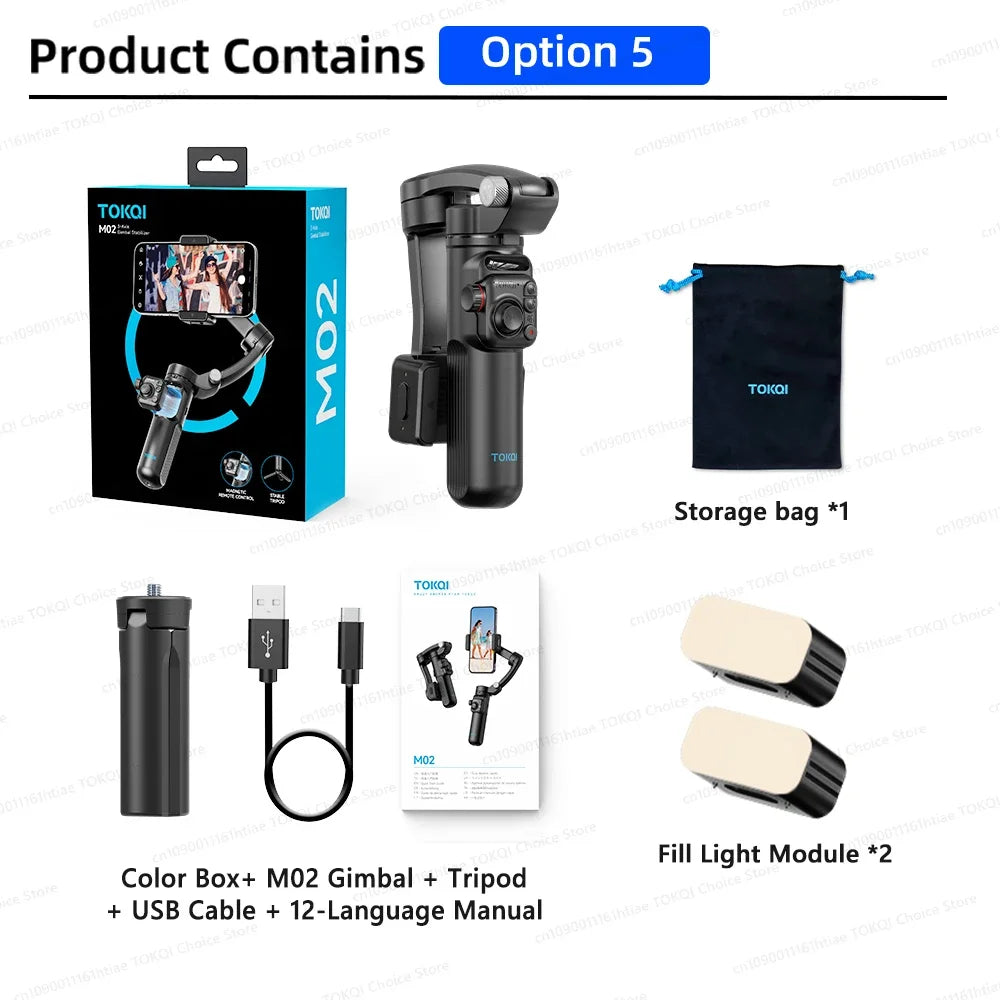 Handheld 3-Axis Gimbal Stabilizer for iPhone & Android, Anti-Shake Phone Holder with Tripod, for Vlogging & Video Recording