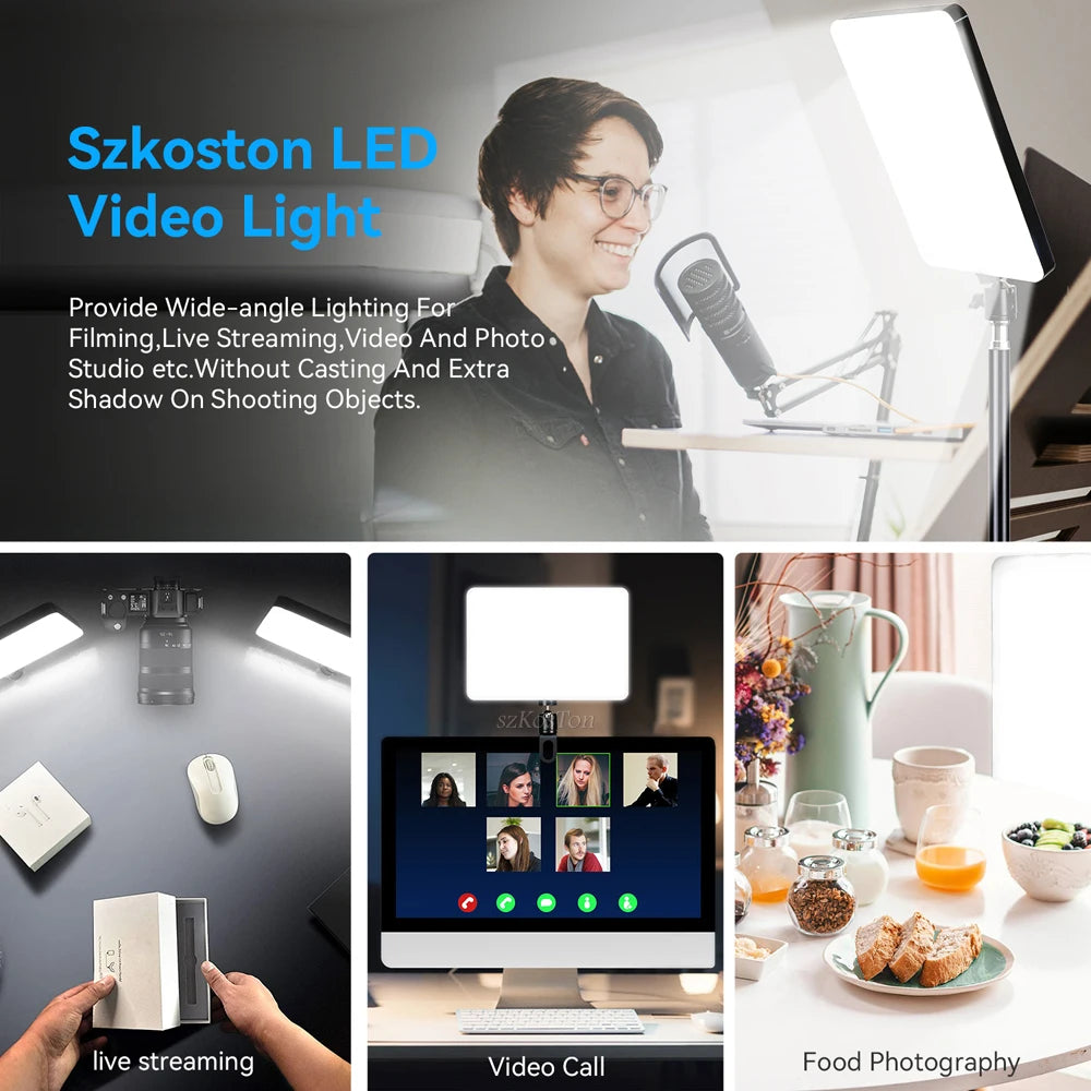 LED Video Light With Professional Tripod Stand Remote Control Dimmable Panel Lighting Photo Studio Live Photography Fill-in Lamp