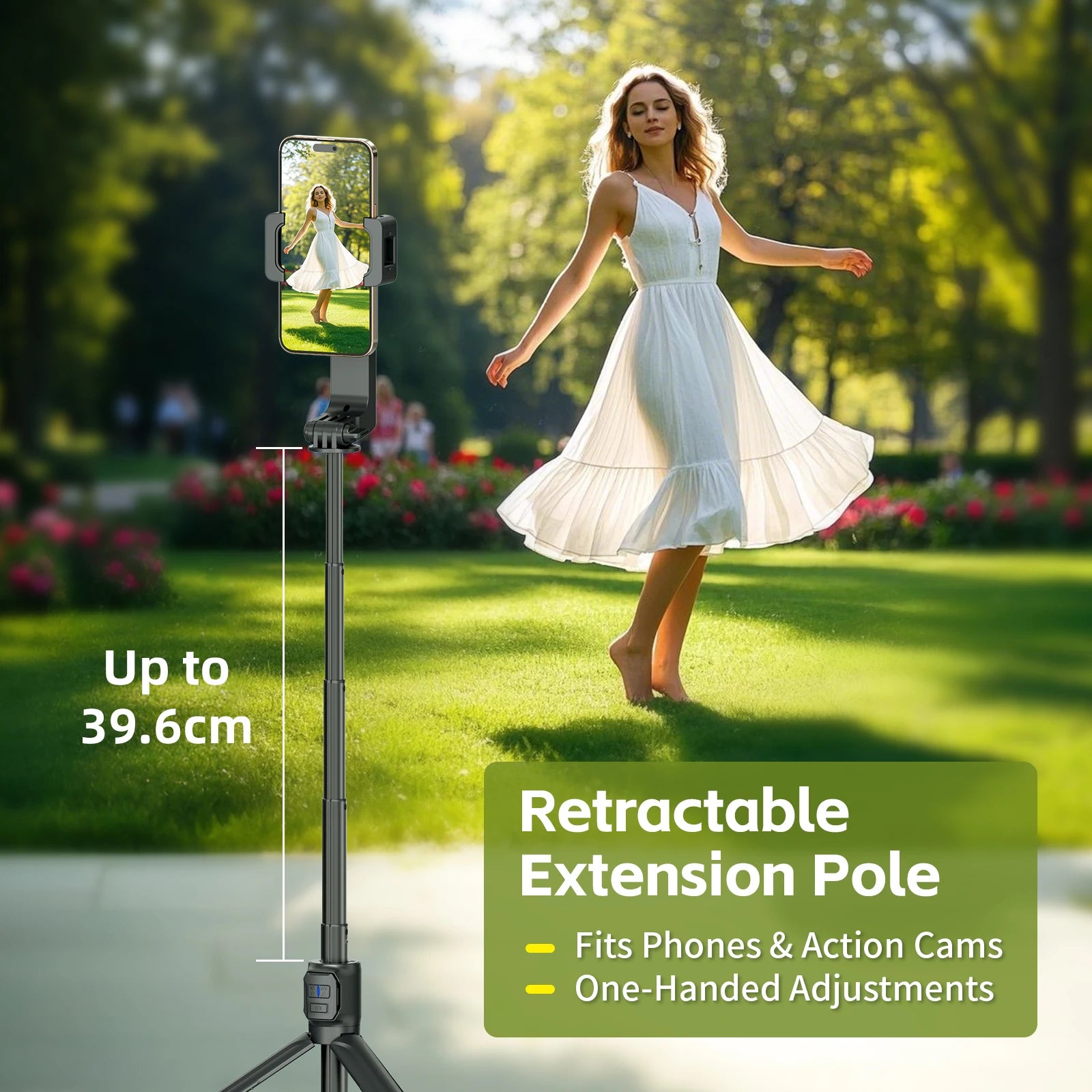 Gimbal Stabilizer Fill Light Selfie Stick Foldable Wireless Tripod with Bluetooth Shutter Monopod for IOS Android Live Streaming