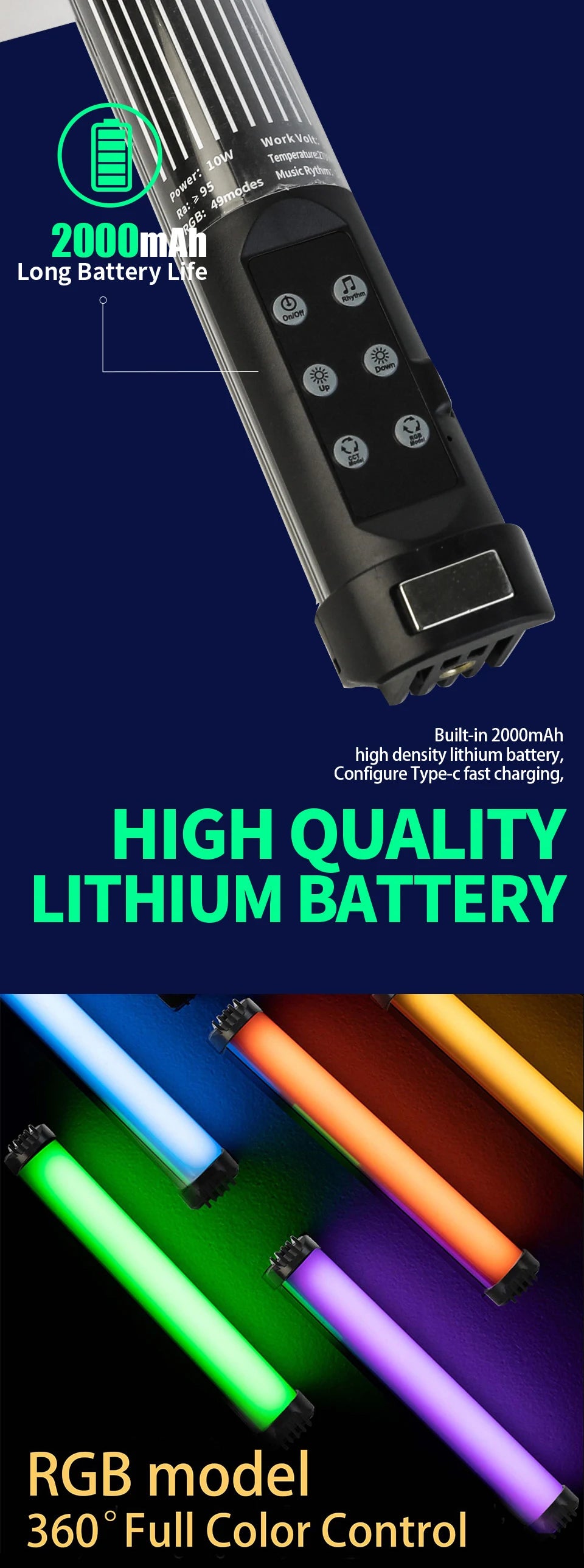 Portable RGB Magnetic Photography Lighting Handheld LED Fill Light Stick Lamp Vlog Fill Light For YouTube Video Picture Shooting