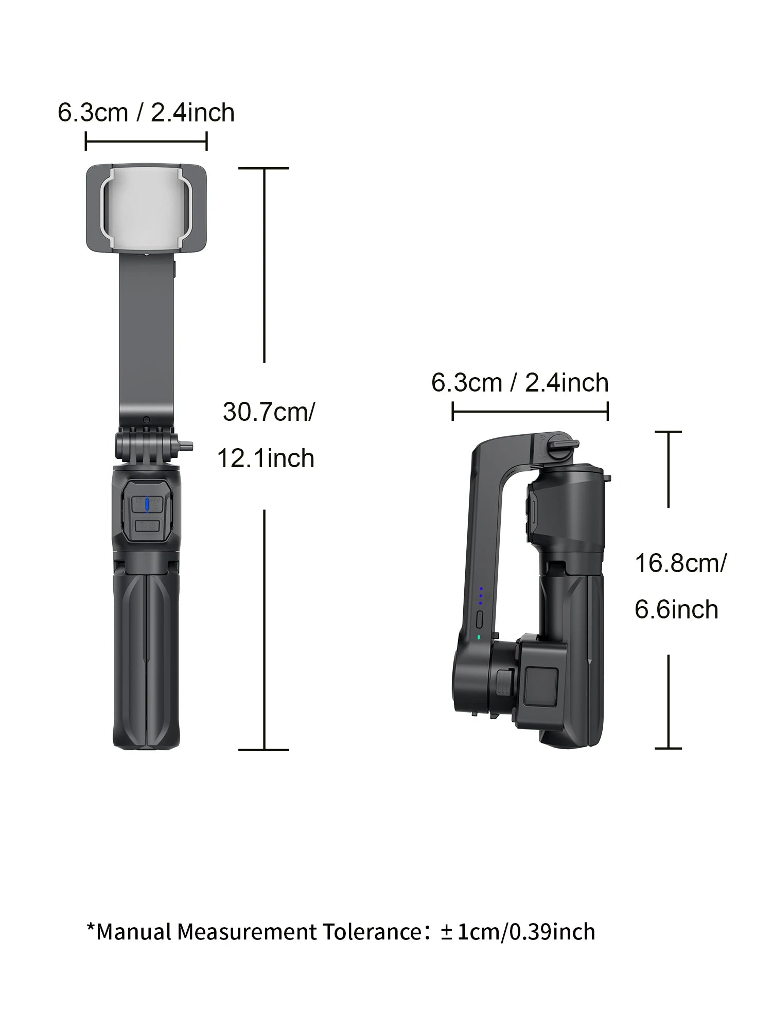 Gimbal Stabilizer Fill Light Selfie Stick Foldable Wireless Tripod with Bluetooth Shutter Monopod for IOS Android Live Streaming