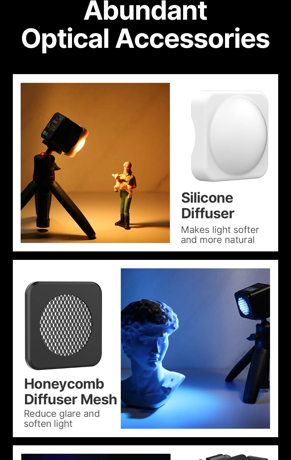 Ulanzi L2 RGB Mini COB Video Light 360° Full Color Magnetic Light with Diffuser for DSLR Camera Lightning Photography Vlog Live