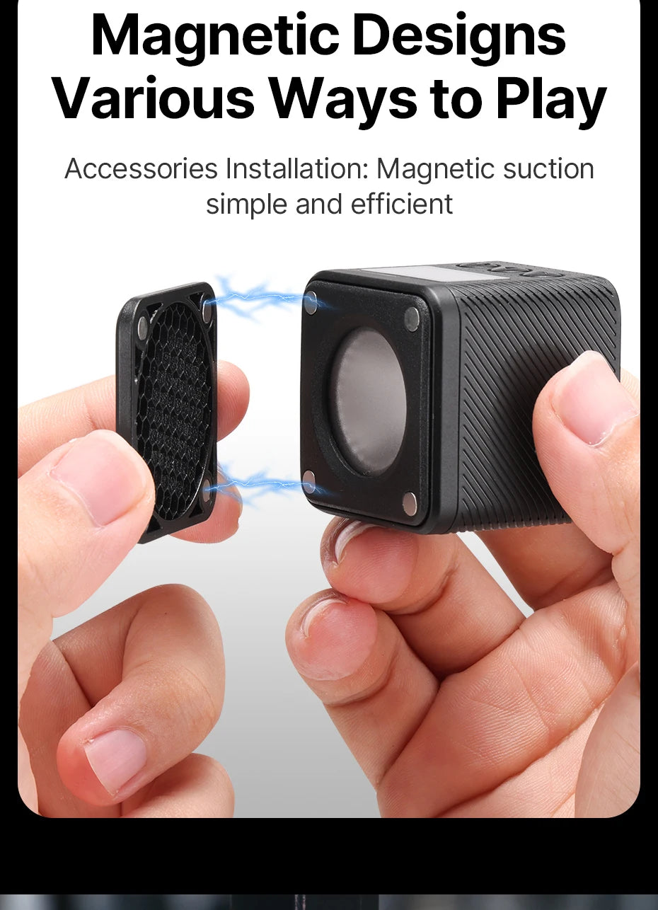 Ulanzi L2 RGB Mini COB Video Light 360° Full Color Magnetic Light with Diffuser for DSLR Camera Lightning Photography Vlog Live