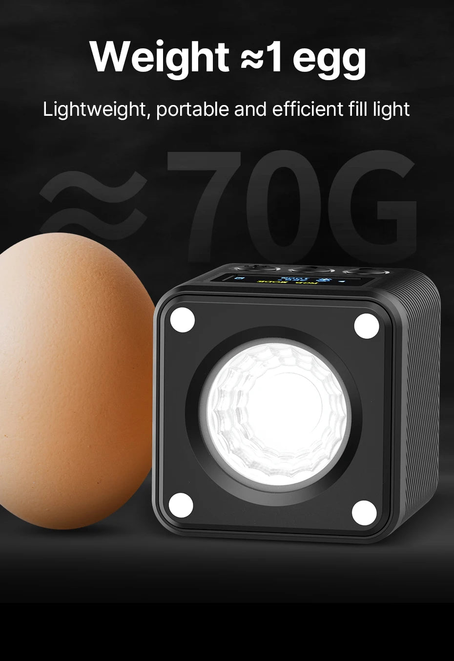 Ulanzi L2 RGB Mini COB Video Light 360° Full Color Magnetic Light with Diffuser for DSLR Camera Lightning Photography Vlog Live
