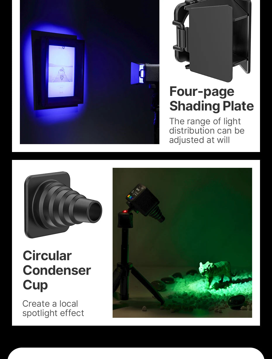 Ulanzi L2 RGB Mini COB Video Light 360° Full Color Magnetic Light with Diffuser for DSLR Camera Lightning Photography Vlog Live