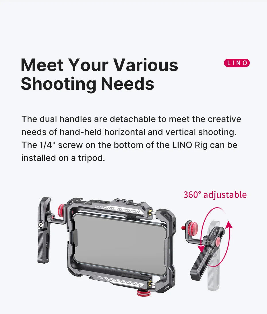 Ulanzi Lino Smartphone Cage for iPhone 16 15 14 13 12 X XR XS Max Mini/Pro/Pro Max Smartphone Handle Grip Phone Vlog Video