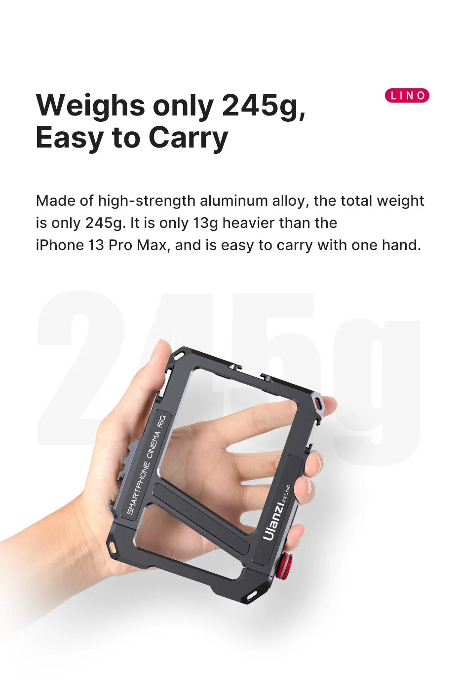 Ulanzi Lino Smartphone Cage for iPhone 16 15 14 13 12 X XR XS Max Mini/Pro/Pro Max Smartphone Handle Grip Phone Vlog Video