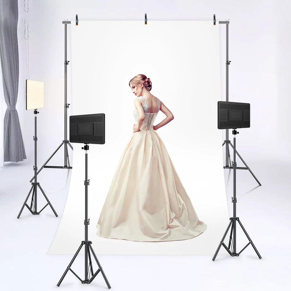 LED Video Light With Professional Tripod Stand Remote Control Dimmable Panel Lighting Photo Studio Live Photography Fill-in Lamp