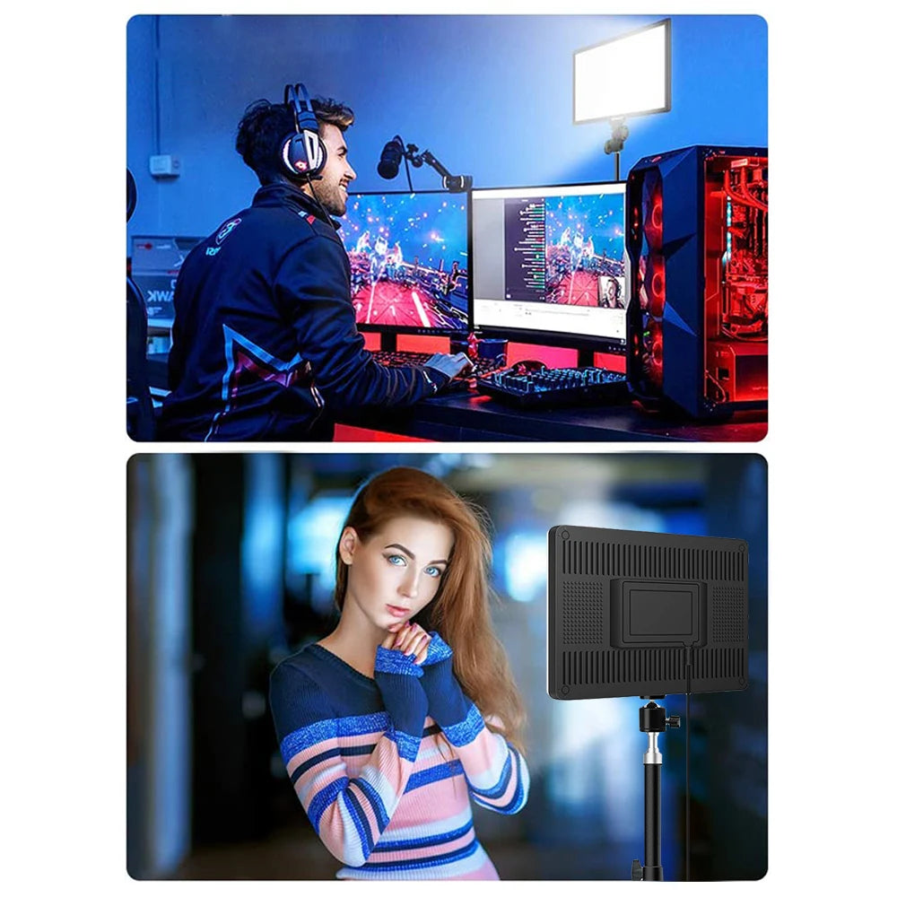 LED Video Light With Professional Tripod Stand Remote Control Dimmable Panel Lighting Photo Studio Live Photography Fill-in Lamp