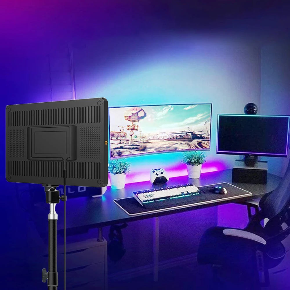 LED Video Light With Professional Tripod Stand Remote Control Dimmable Panel Lighting Photo Studio Live Photography Fill-in Lamp