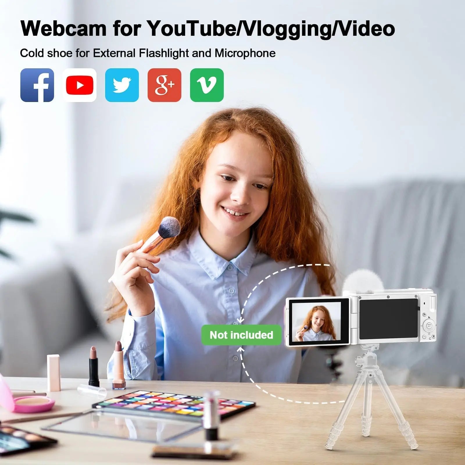 4K Digital Camera 72MP Autofocus Point and Shoot Cam with 12X Optical Zoom 3 Inch Flip Screen WiFi Vlogging Camera 2 Batteries